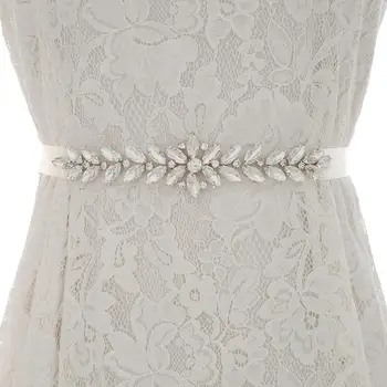 

Silver Rhinestones Wedding Sash Wedding Belt Crystal Flower Bridal Sash For Bridal Dress Accessories S109S