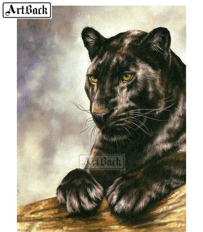 

New 5d diy diamond painting black leopard full square drill big cat 3d diamond embroidery artwork diamond mosaic kit