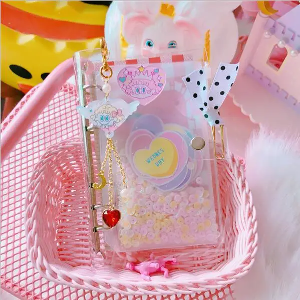 

A6 New Fresh Kawaii Diary PVC Shell Loose-leaf Notebook Planner Girl Travel Diary Plan Spiral Notebook And Journals Gift Set