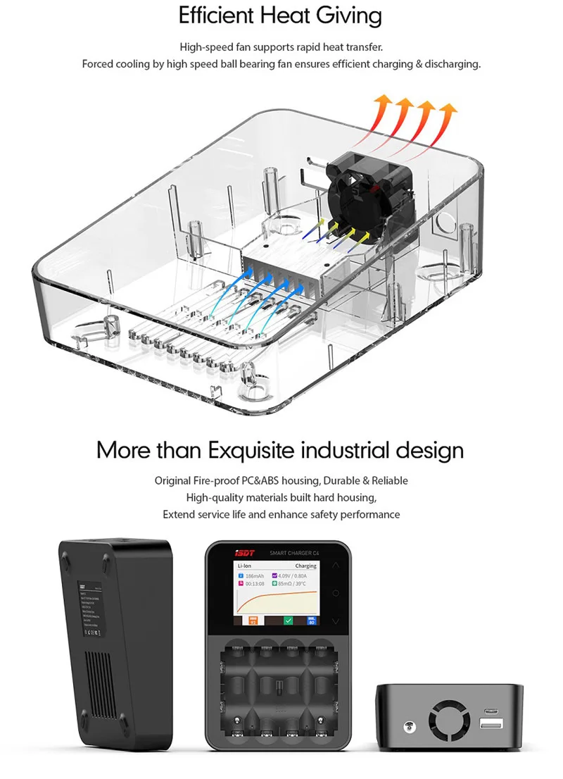 ISDT C4 8A Экран интеллигентая(ый) смарт-Батарея Зарядное устройство W/USB Выход для 18650 26650 10440 14500 18650 22650 AA AAA Батарея