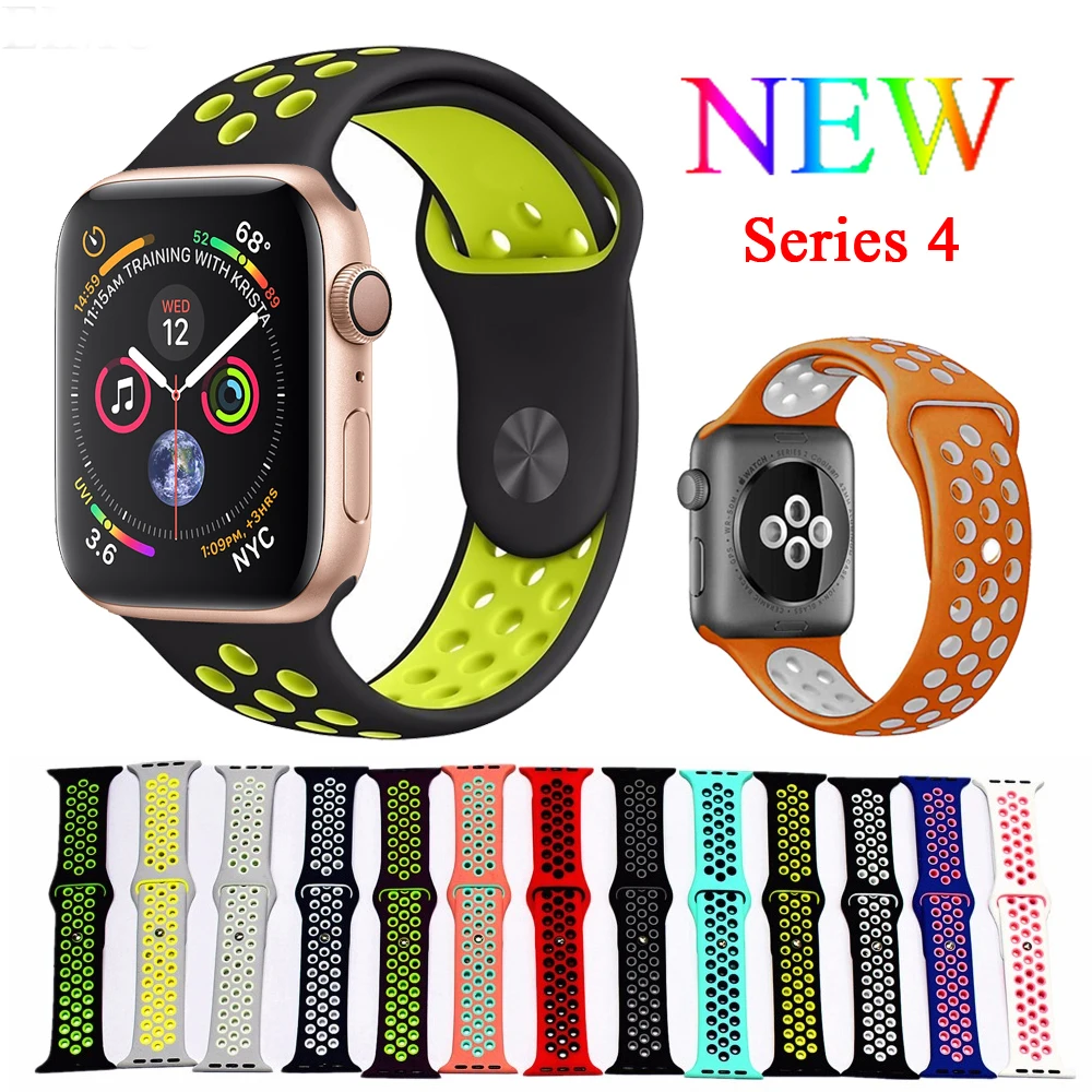 

Sport Silicone Strap correa for Apple Watch Band 42mm 38mm 44mm 40mm iwatch Series 4/3/2/1 Nike Sport Silicone WristBracelet