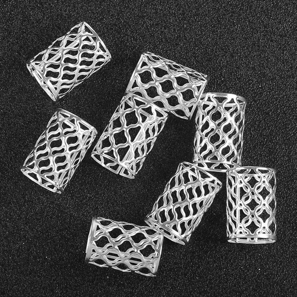 10pcs Clip Braid Hair Extension Ring Mini Buckle Fashion Accessories Adjustable Dreadlock Cuff Beads Out Wig Decorative - Цвет: Silver 1