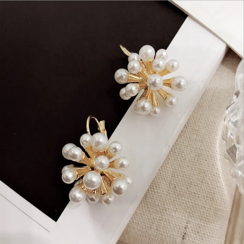 

SHIFEEL 2019 New Fashion Korean Simple Style Pearls Fireworks Flower Drop Earrings Simple Temperament Pendients For Women