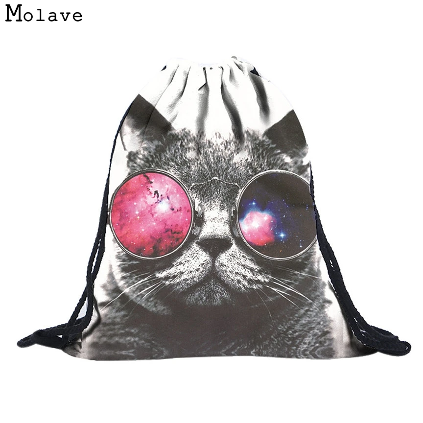 

Naivety New Unisex Cool Cat 3D Printing Backpack Drawstring Bags 11S60921 drop shipping