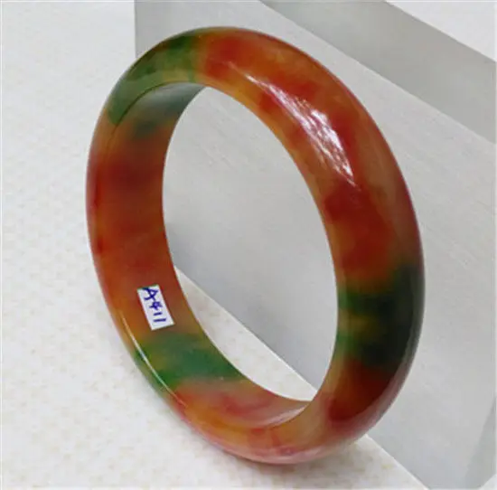 

FREE SHIPPING>>>@@ NEW FASHION BEAUTIFUL 100% NATURAL GREEN ORANGE JADE BRACELET 54.6MM NEW