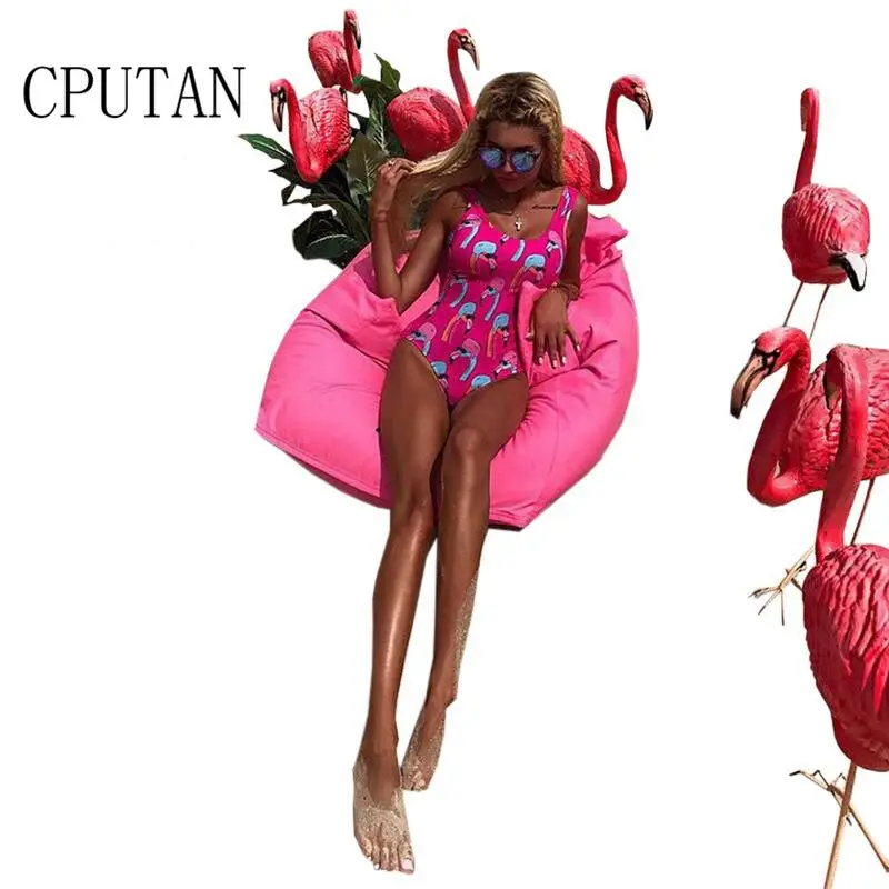 

MUOLUX 2019 Sexy Flamingos Print Women One piece Swimsuit Plus size Backless Swimwear Push up Thong Brazilian Female Bathingsuit