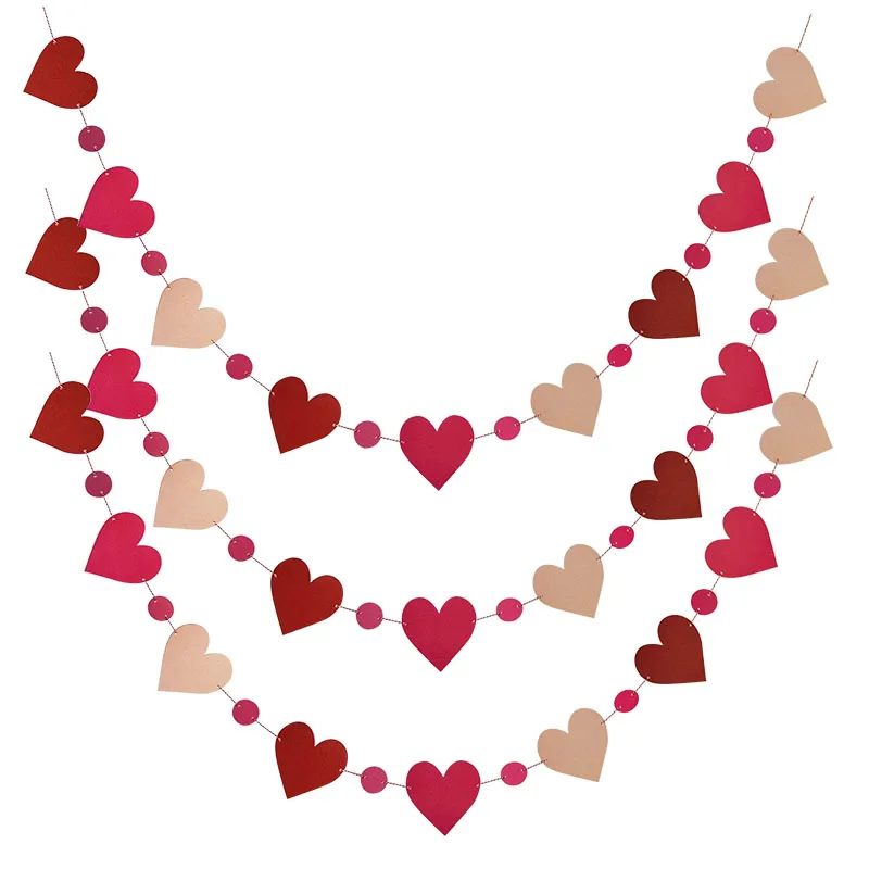

1Set Red Heart Round Paper Flags Garland Floral Bunting Banners For Home Garden Baby Shower Kids Birthday Party Decoration