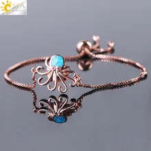 CSJA Морской стиль браслет с осьминогом медь тонкая цепочка регулируемые браслеты огненный опал шарик для женщин Девушка Лето ювелирные изделия подарок F500