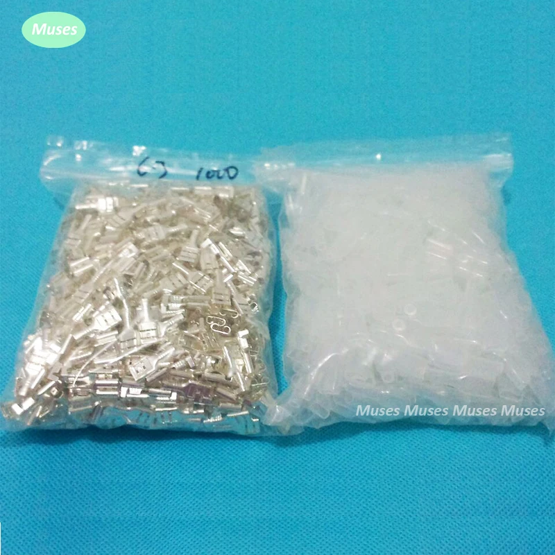 1000set/lot 6.3mm Crimp Terminal Female Spade Connector + Pvc Cover