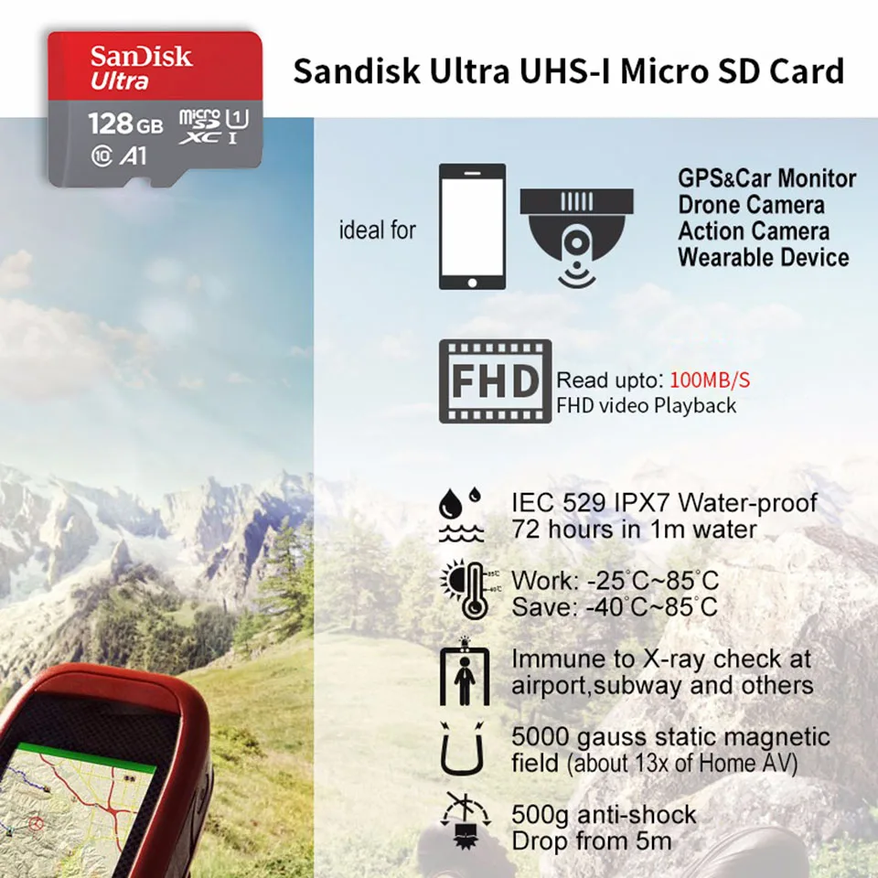 Sandisk микро sd карты 16 ГБ 32 ГБ 64 ГБ 200 ГБ картао де memoria карт micro sd 128 ГБ 256 ГБ класса 10 до 98 МБ/с. карты памяти Бесплатный подарок
