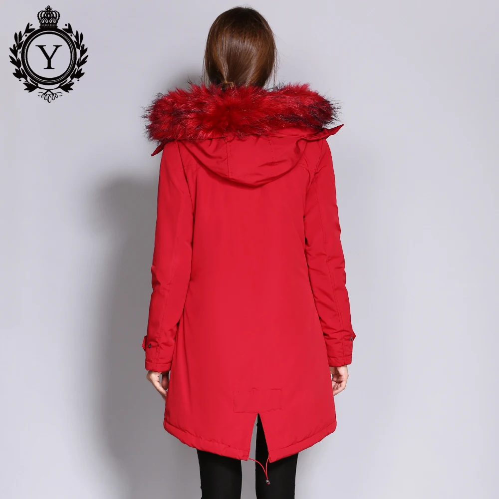 COUTUDI Women's Winter Jacket 2018 Fur Collar Coats Female Warm Parkas Thick Solid Red Hooded Long Coat Cotton Padded Fur Parka COUTUDI Women's Winter Jacket 2018 Fur Collar Coats Female Warm Parkas Thick Solid Red Hooded Long Coat Cotton Padded Fur Parka