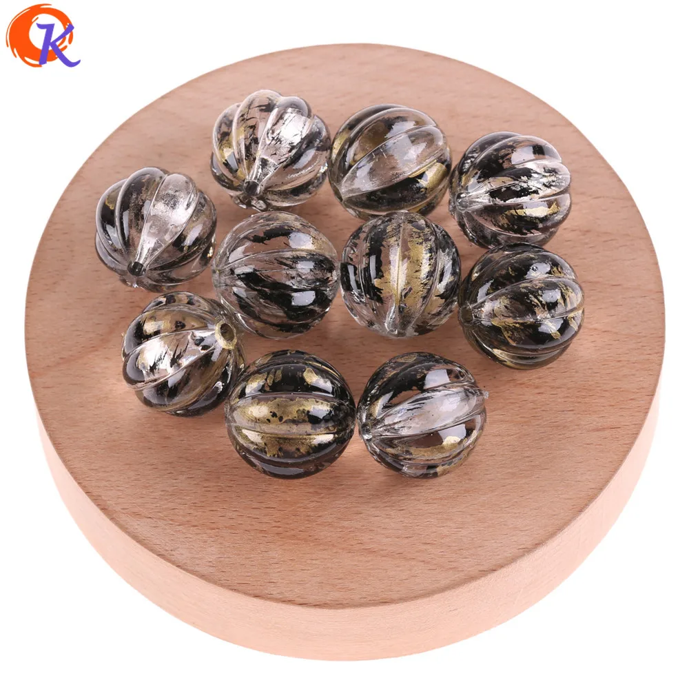 Cordial Design 20mm 115Pcs Acrylic Beads/Jewelry Accessories/Hand Made/Gold And Black/Pumpkin Shape/Print Bead/Earring Findings