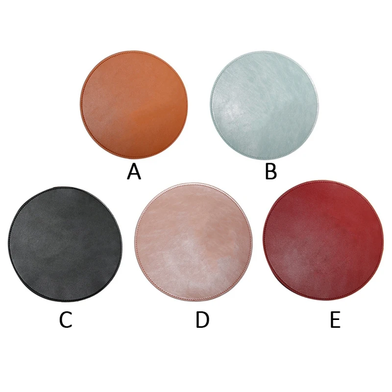 BUBM Round Mouse Pad Soft Leather Microfiber Pads Game Business Desk