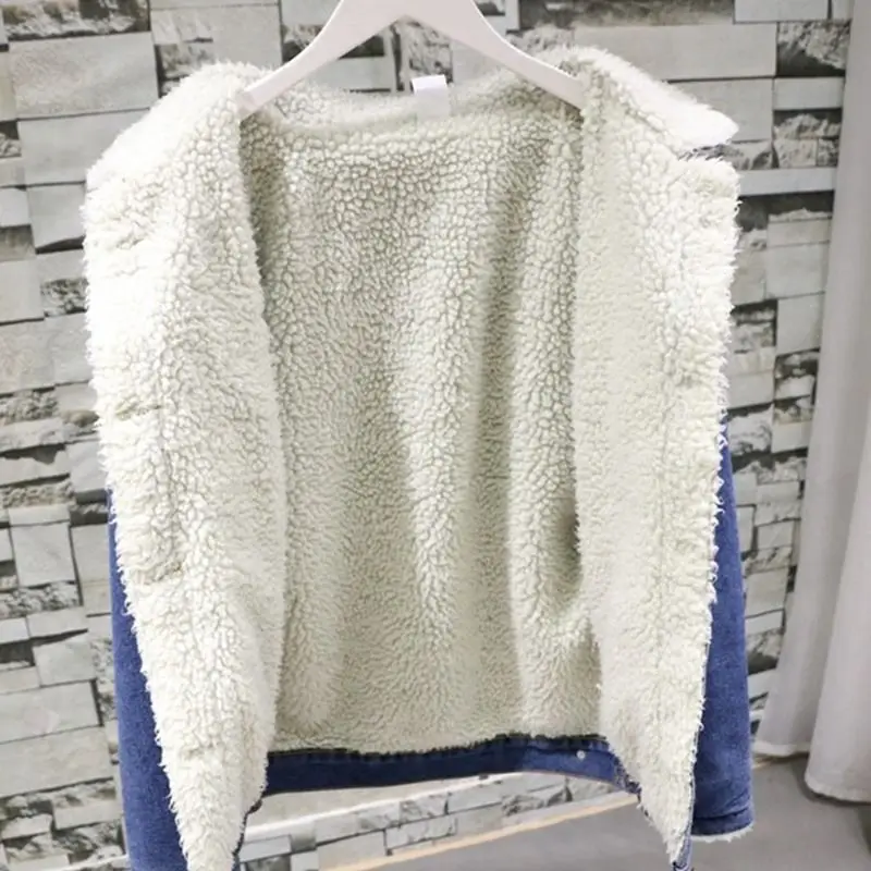 Vangull الفراء اصطف الدنيم سترة الخريف الشتاء 2019 جديد النساء امبسوول جان معطف جيوب طويلة الأكمام الدافئة الجينز معطف أبلى