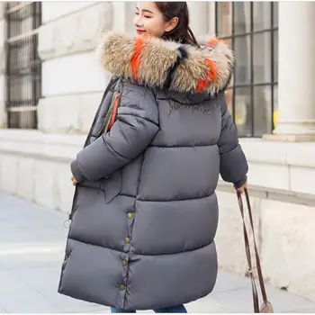 

New 2018 casual Winter Jacket Women fur collar down wadded coat thick Slim Women's down padded jackets black parka women
