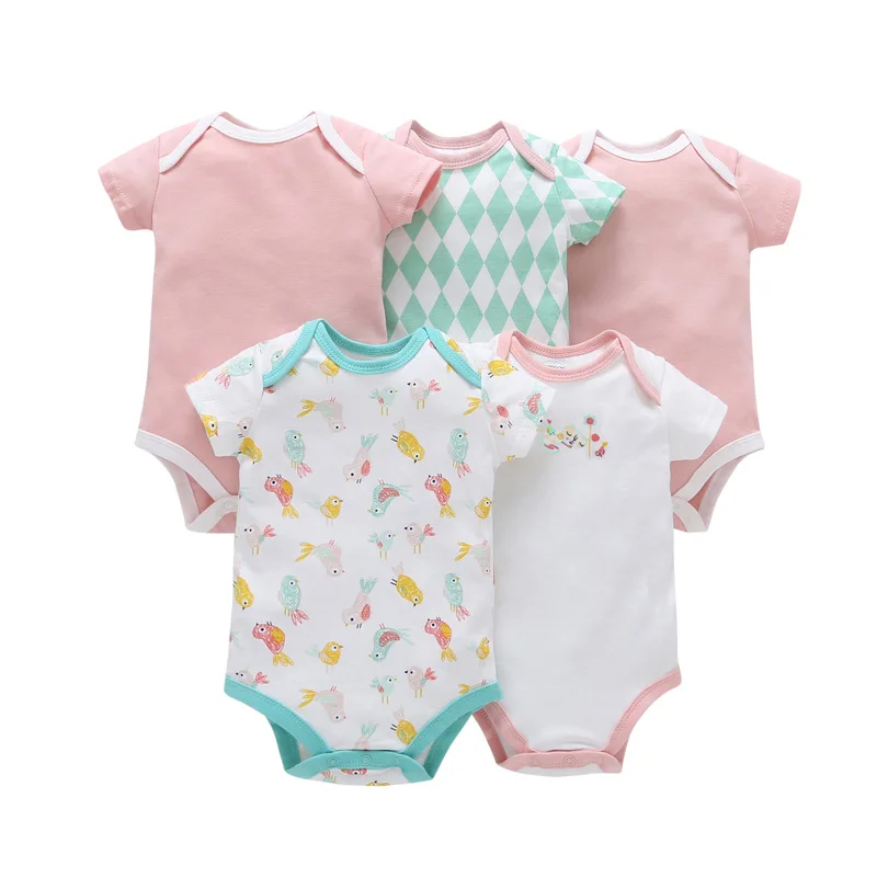 

Baby Boy Girl 5 PCS Bodysuit set Bebe Short Sleeve Jumpsuit for Summer 6M-24M Infant Unisex Cotton Cartoon Clothing Set