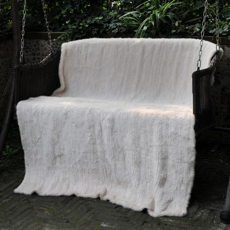 

CX-D-80C Knitted 2017 Super oft Warm Mink Blanket Bed Sheet Sofa Mink Fur Throw Bed Quilt