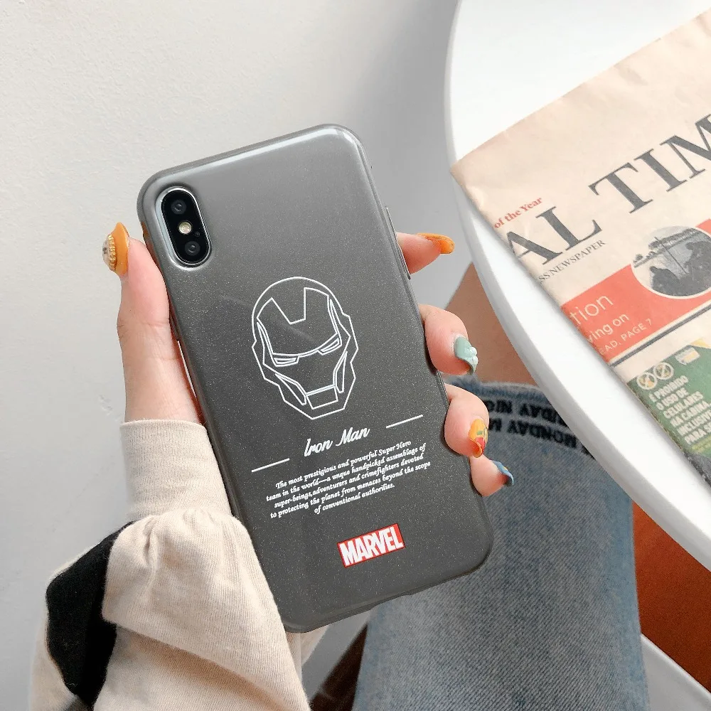 

Marchcover Marvel Newest Super Hero Iron Man Tony Stark Powerful Case For iPhone X 6 6S 7 8 Plus XS MAX XR soft cover funda