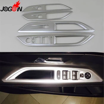 

For Peugeot 3008 II 2016 2017 Car Interior Inner Door Armrest Window Lift Switch Button Cover Trim Chrome 4pcs -Left Hand Drive