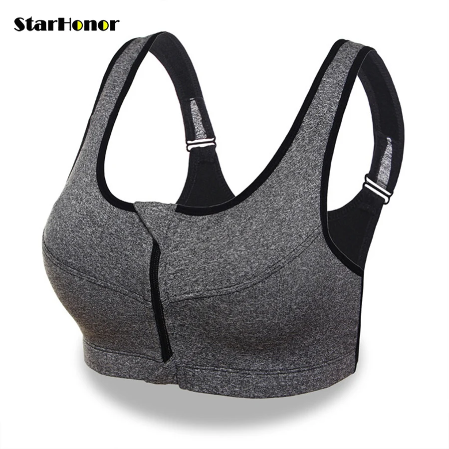 Новый Для женщин Push Up спортивные бюстгальтеры FitnessFront Zipper Crop Top Йога Бюстгальтеры