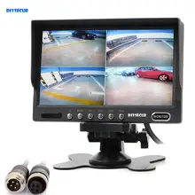 DIYSECUR 4PIN DC12V-24V 7 дюймов 4 Сплит Quad экран цветной дисплей заднего вида видео монитор безопасности для автомобиля Грузовик Автобус CCTV камера