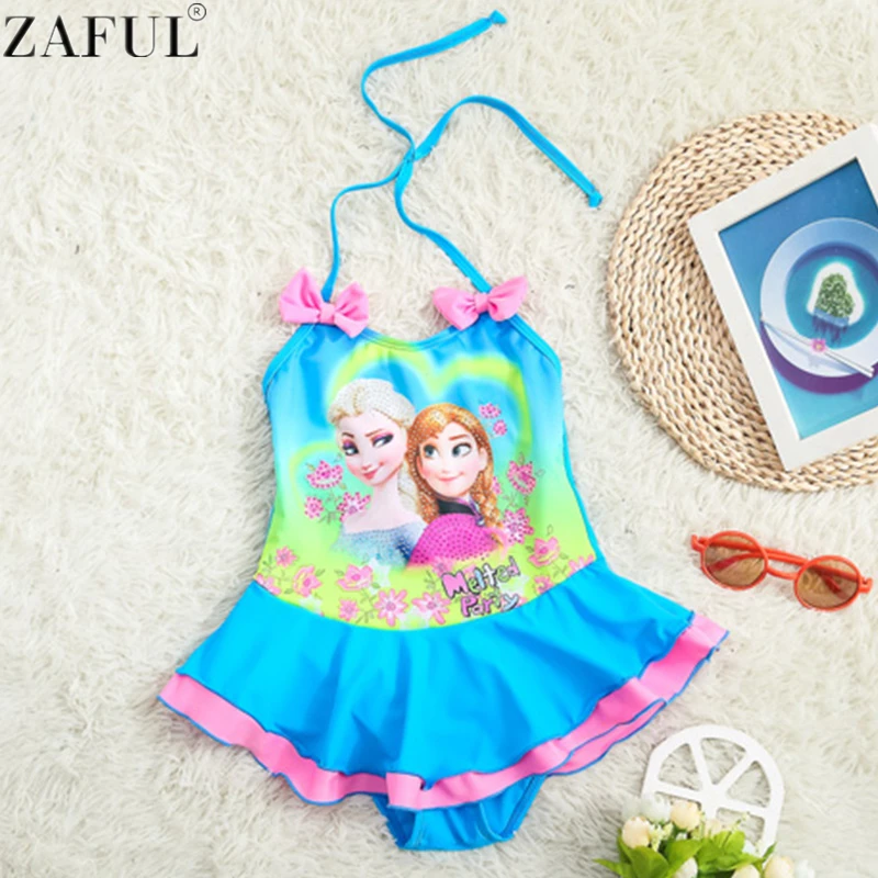 zaful hot elsa anna olaf ragazze costumi da bagno per bambini increspato swimwear bambini ragazza tankini