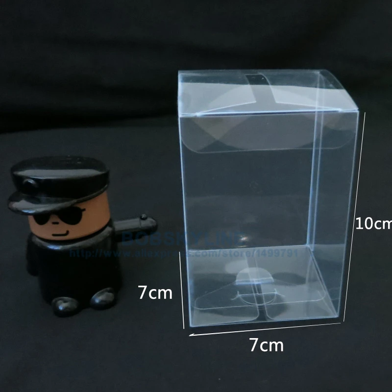 50pcs 7*7*10cm Clear PVC plastic Box Toys Dolls Display Box Home