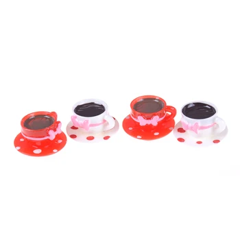 

2Pcs/lot Tea Pot Cups Plates Set Pretend Play Best Gift For Doll Accessiores Decor Kitchen Classic Toy For Kids Girls