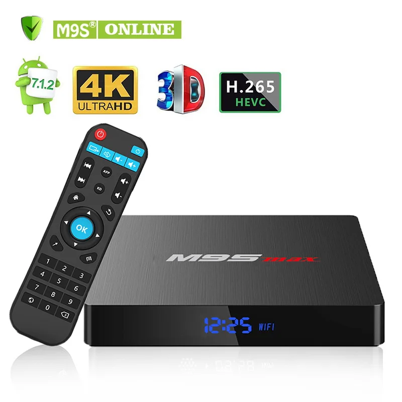 M9S MAX Amlogic S905W Android 7,1 tv BOX 2 Гб 16 Гб четырехъядерный KD 17,5 HD 4 K WiFi умный потоковый медиаплеер+ пульт дистанционного управления