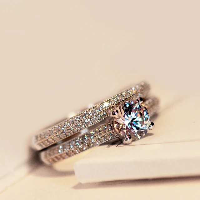 Victoria Wieck Real Solitaire 5mm Simulated Diamant 925 Sterling Victoria Wieck Real Solitaire 5mm Simulated Diamant 925 Sterling Silver Women Wedding Ring Set Engagement Band