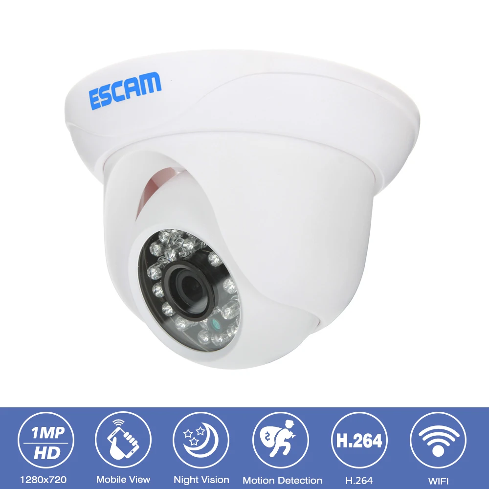 

Escam QD500 Onvif CCTV Surveillance Security Camera 1MP HD 720P Night Vision P2P Indoor Outdoor Camera Network Video IP Camera