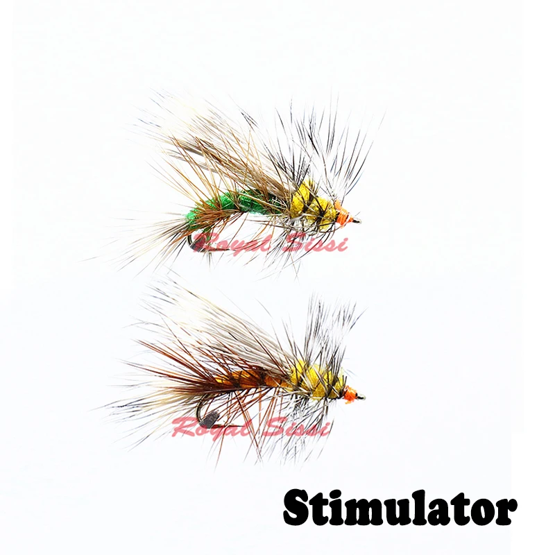 Royal Sissi classic 4pcs 14#stimulator dry flies trout nymph fly fishing flies 2optional colors surface water stonefly adult fly