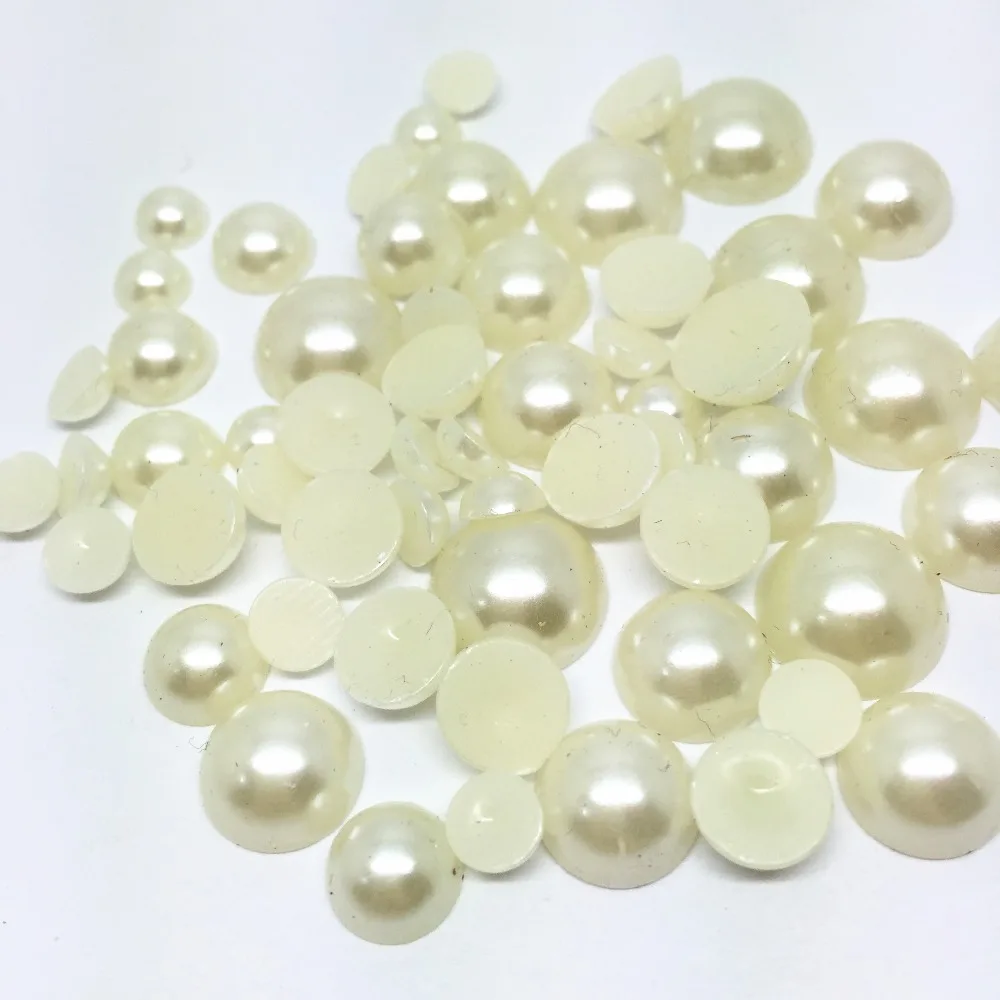 ivory mix 50 г/упак. 4-12 мм Пастельные/Рождественские/Серебристые полукруглые жемчужины с плоским дном, украшения для ногтей, скрапбукинг, рукоделие - Цвет: ivory mix
