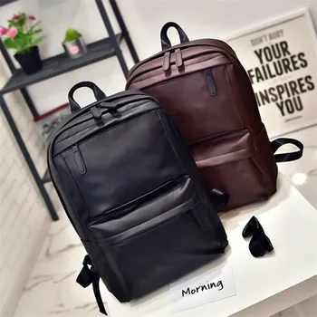 

2018 New laptop backpack female 1PC Men's Women's Leather Backpack Laptop Satchel Travel School Rucksack Bag students school bag
