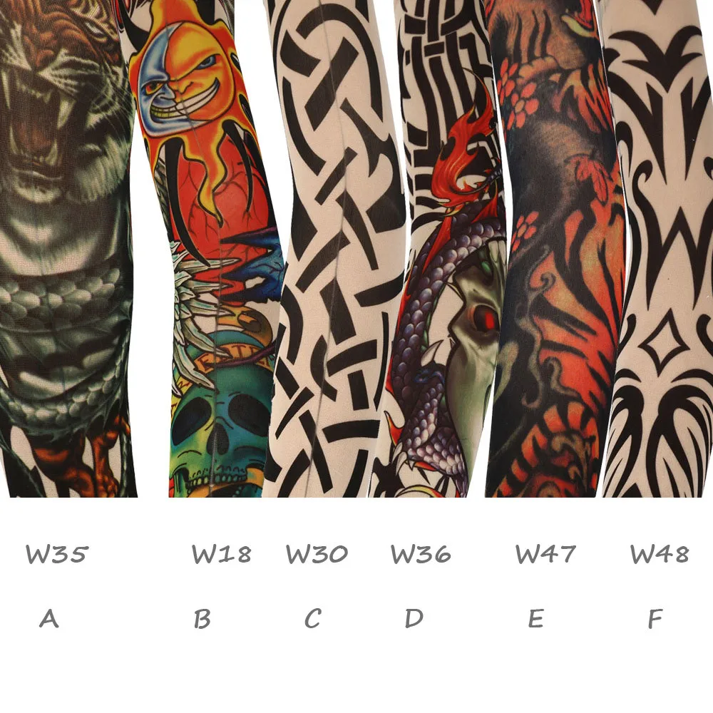 

1PC Cycling Sports Tattoo Sleeves UV Cool Arm Sleeves Cycling Running Arm Warmer Sport Elastic Oversleeve Arm Warmers