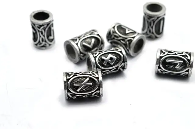 Norse Hollow Viking RUNE BEARD Beard Beads 24pc Jewelry Hair or Bracelet Beard