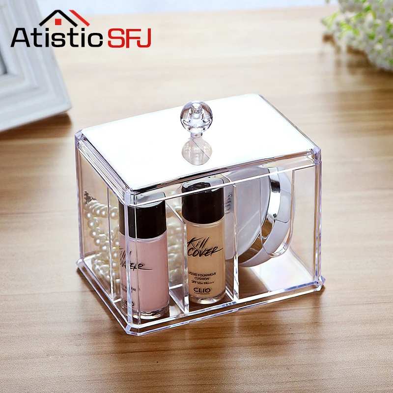 Acrylic Cotton Pad Organizer Q tip Storage Box Makeup For Organizer