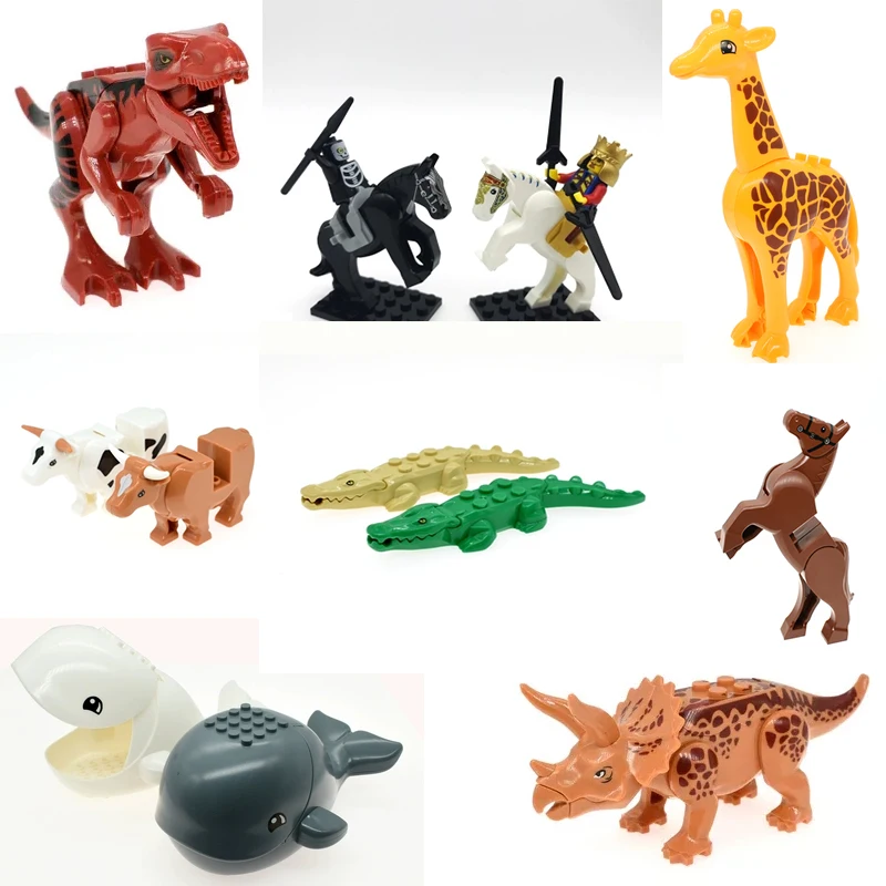 Educational Building Blocks Animal Cat Monkey Horse Bird Fish Bear Mouse Spider Chicken DIY Action Figure Toy Kids Toys Gifts