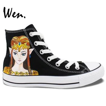 

Wen Design Custom Sneakers Hand Painted Game Legend of Zelda Men Women's High Top Canvas Sneakers Birthday Gifts