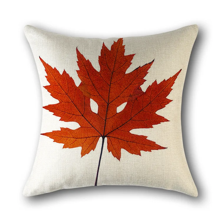 Watercolor Canadian Maple Leaves Pillow Cover Decorative Pillows Cotton Linen Throw Square