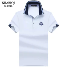 SHABIQI, Классическая брендовая мужская рубашка, Мужская рубашка поло, Мужская рубашка поло с коротким рукавом, дизайнерская рубашка поло размера плюс 6XL 7XL 8XL 9XL 10X