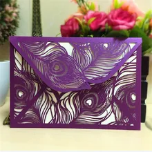 

LEEFT 10pcs Laser Cut Wedding Invitations Cards Elegant Peacock Wedding Cards Decor Birthday Greeting Cards Mariage RSVP Cards