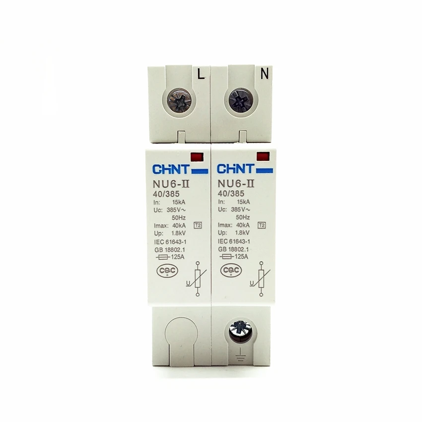 

CHINT NU6-II 2P 15-40KA 275V Low-voltage Surge Arrestor NU6-II 2P 15-40KA 385V Surge Protector