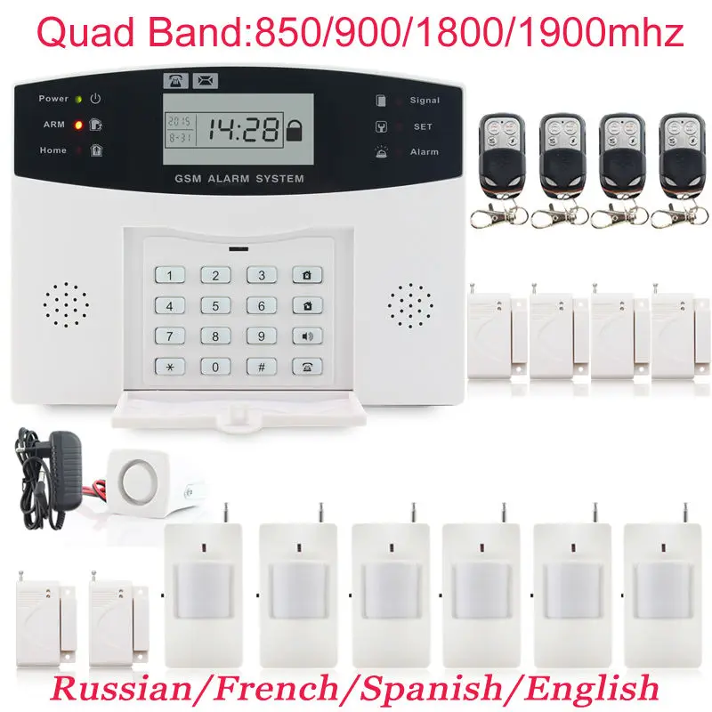 

New Set 6 X Infrared Detector Door sensors Kit Wireless 433MHZ GSM SMS Spanish Voice Prompt Home Burglar Security Alarm System