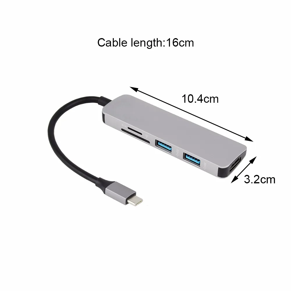 Конвертер кабель адаптер DisplayPort Mini TYPE C к HDMI + концентратор USB SD переходник для sd