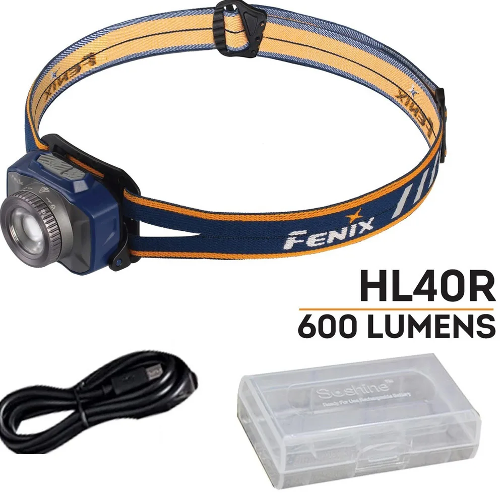 

Fenix HL40R USB rechargeable 600 lumen zoom-able adjustable beam distance CREE LED headlamp Built-in 2000mAh Li-polymer battery
