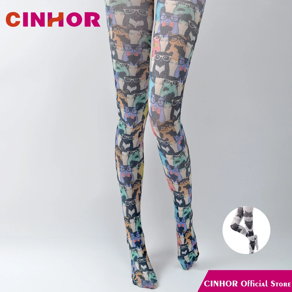 

CINHOR Glasses Cat Leggings Harajuku Style Leg Slimming Jumpsuits Hips Molding Tall Women Leggings Playsuits Bodysuits Slim