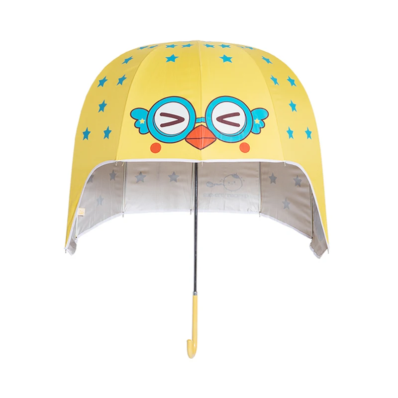 

Personality Creative Lovely Parent-child Cartoon Umbrella Long Handle Black Glue Sunscreen UV Protection Parasol Helmet Umbrella