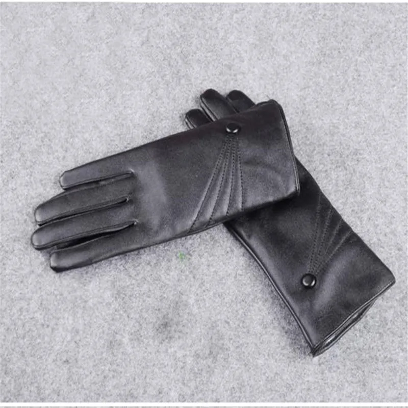 Women Leather Winter Super Warm Gloves Cashmere Touch screen winter gloves guantes eldiven handschoenen 40FE2008