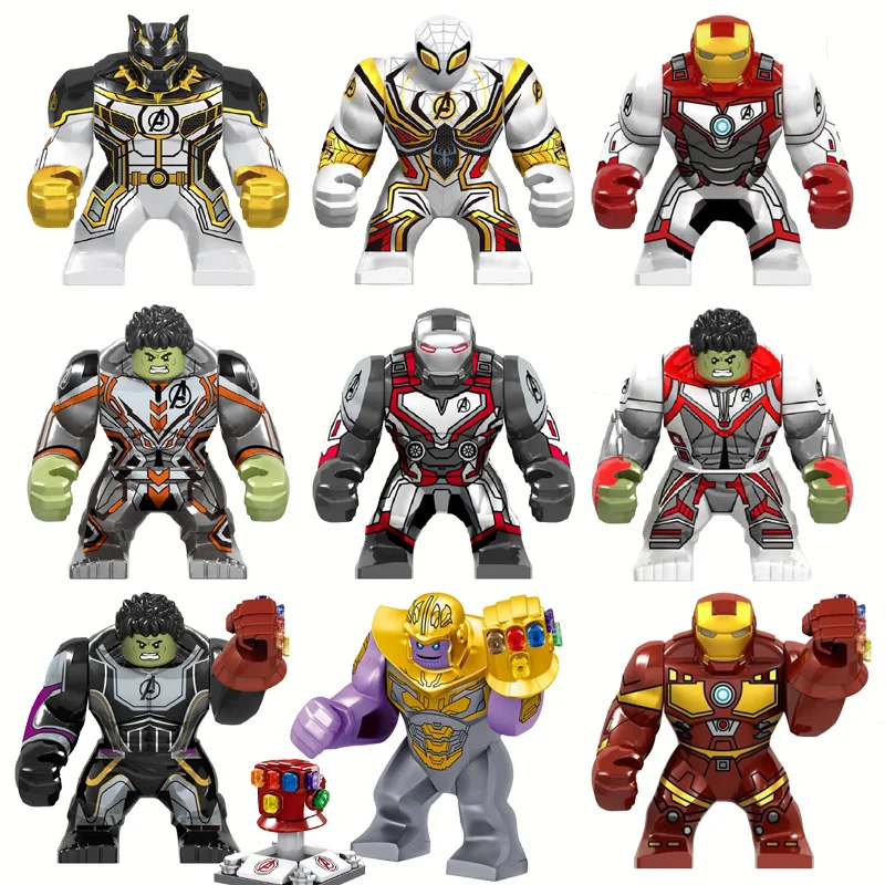 

Super Heroes Big Hulk Spider-Man Black Panther Thanos Model Building Blocks Enlighten Figure Toys For Children Christmas Gift